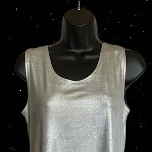 Berek Vintage Y2k Cyber Future Metallic Silver Blouse Tank Size Large 👽